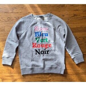 J Crew Womens XS Light Gray Color in French Print Sweatshirt New!